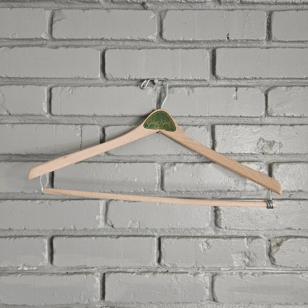 Vintage George J Good Berkeley Garment Bag and Wooden Suit Hanger Yugoslavia